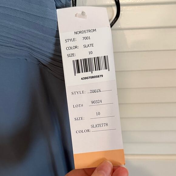 NWT NEW LEVKOFF Bridesmaid Dress Style 7001 Slate Chiffon - Picture 4 of 8